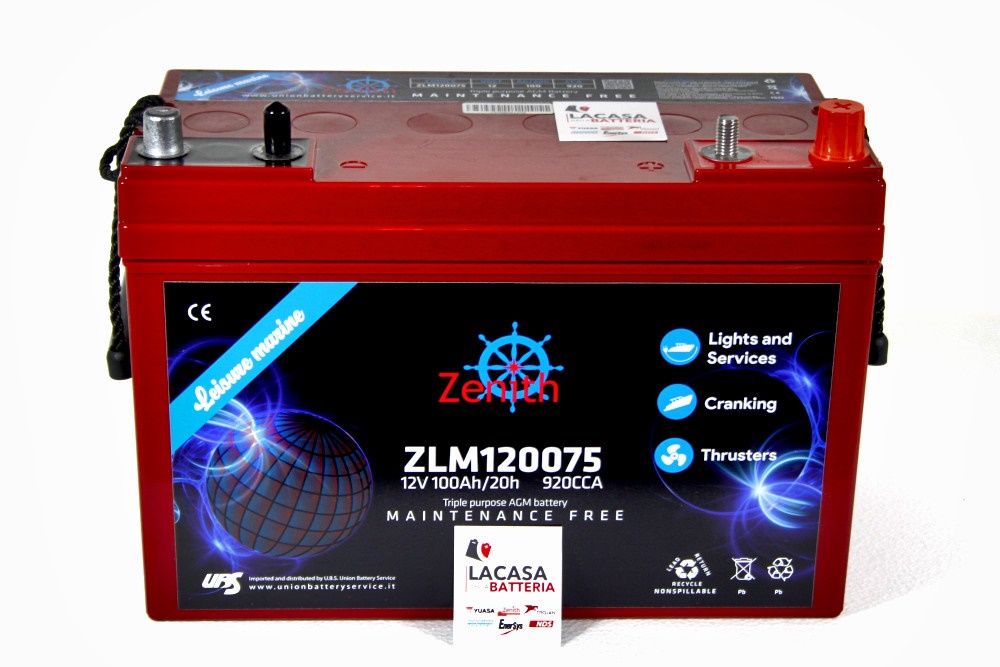 BATTERIA NAUTICA ZENITH
ZLM120075 - 100 Ah 920 A AGM